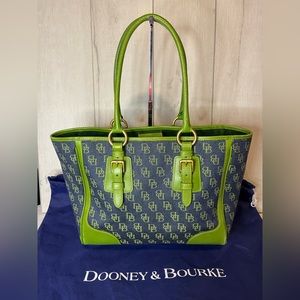Dooney & Burke Signature Tote in emerald green and Jean.